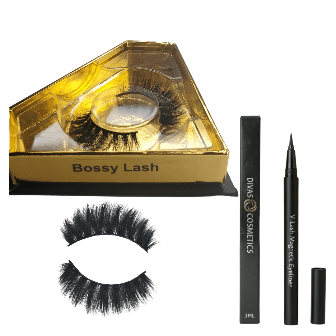 5D Faux Mink Eyelashes and Eyeliner - Kit
