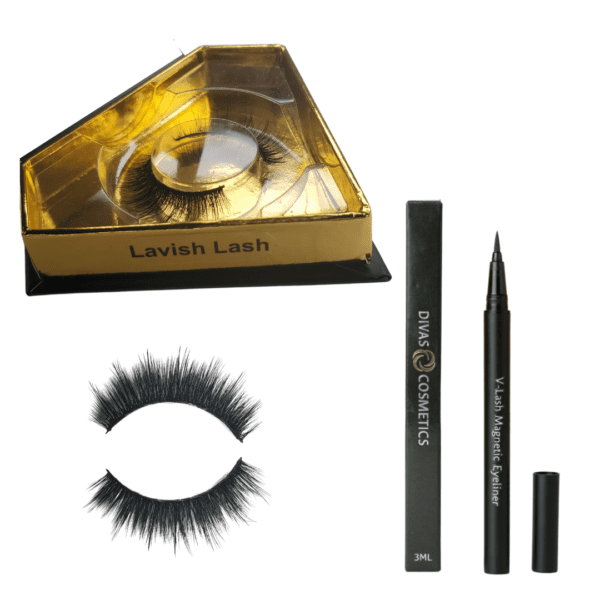 5D Faux Mink Eyelashes and Eyeliner - Kit